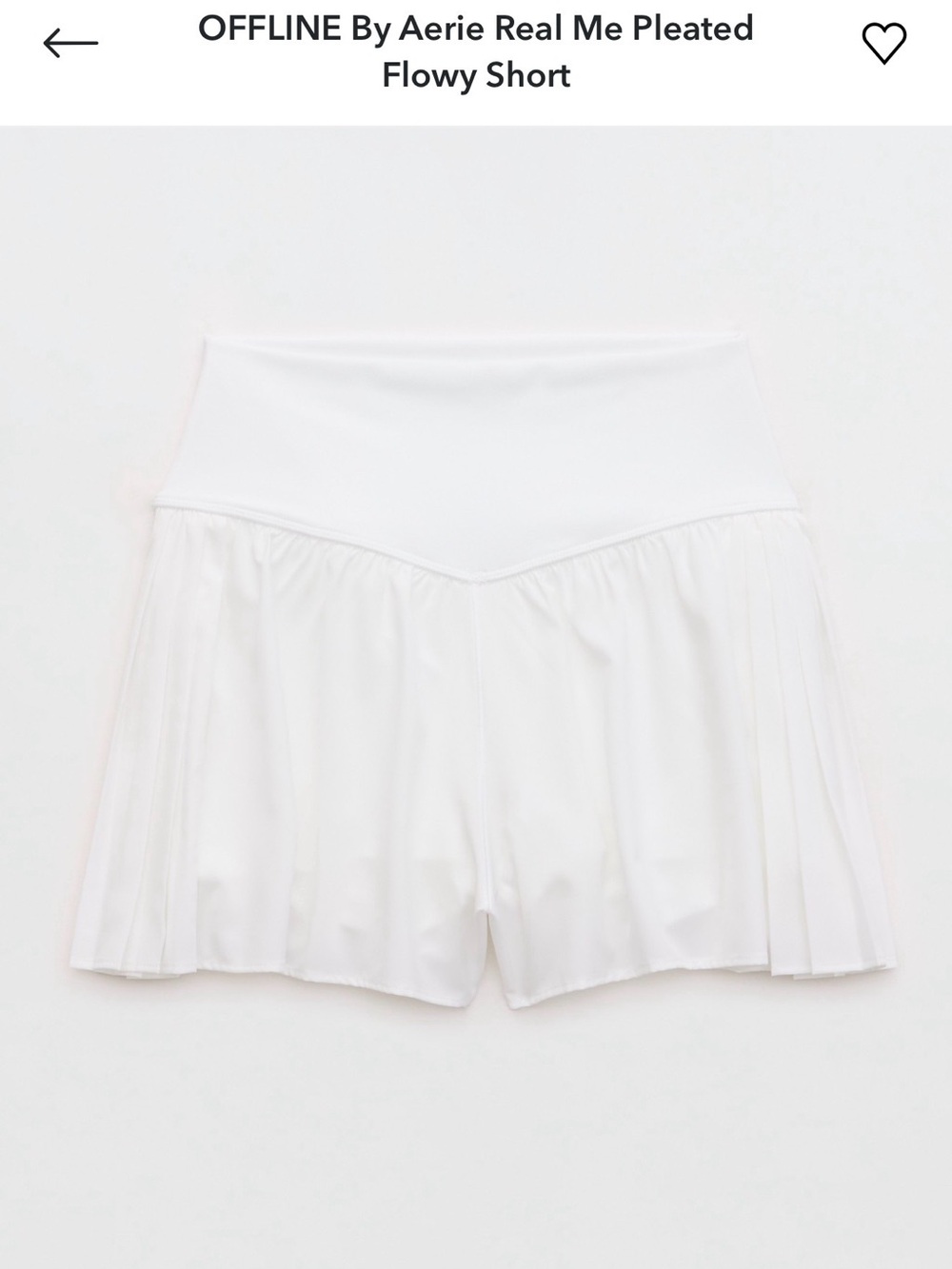 Aerie Offline Pleated Flowy Shorts - White NWT